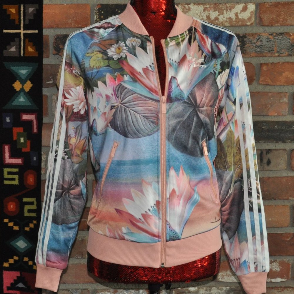 ADIDAS Originals Trefoil LOGO Floral Water Lily Curso D’agua Track Jacket XS